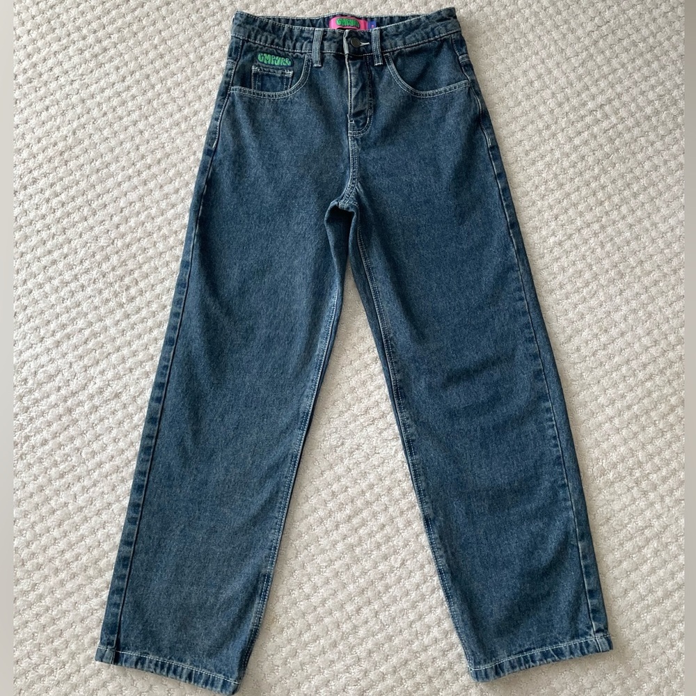 Empyre Loiter Blue Straight Leg Jeans High Waisted Denim Dark Wash 2 Zumiez - Picture 4 of 13